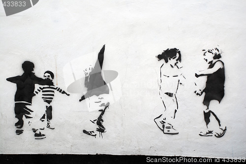 Image of Children Playing Stencil Art