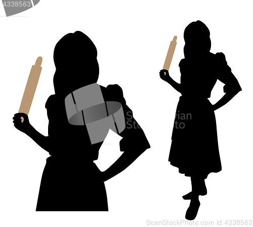 Image of Angry woman with a rolling pin