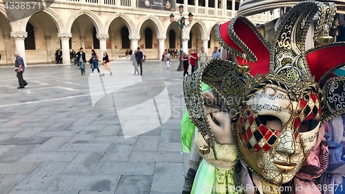 Image of Doge\'s Palace and Masks at San Marco square, Venice, Italy