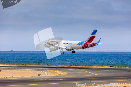 Image of ARECIFE, SPAIN - APRIL, 15 2017: AirBus A320 - 200 of Eurowings 