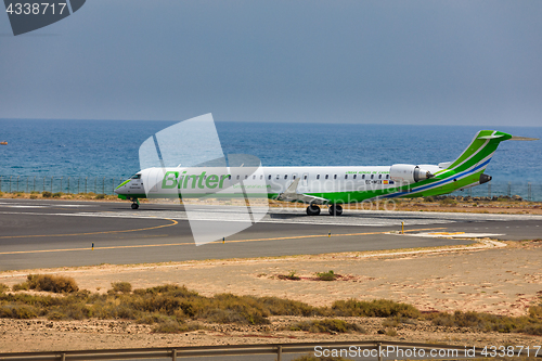 Image of ARECIFE, SPAIN - APRIL, 16 2017: Canadair CRJ-1000 of Binter wit