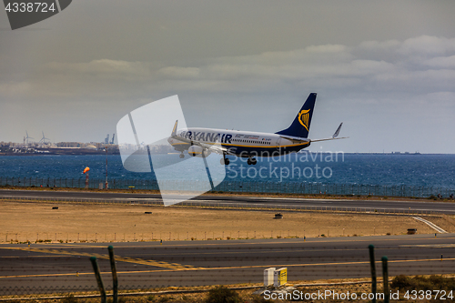 Image of ARECIFE, SPAIN - APRIL, 15 2017: Boeing 737-800 of RYANAIR with 