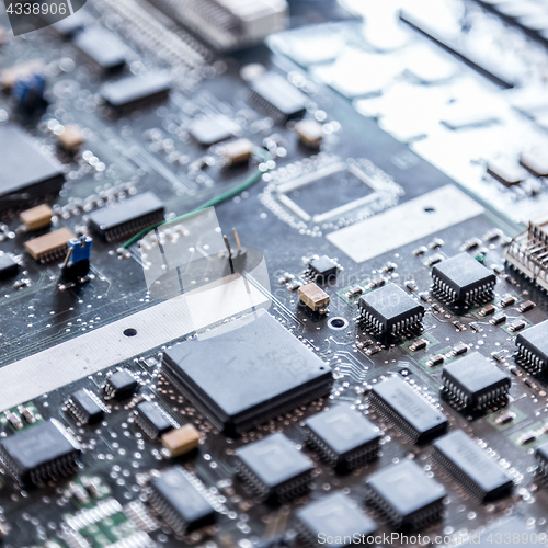 Image of Close up of electronic circuit board.