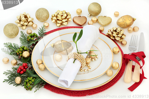 Image of Christmas Dinner Table Setting