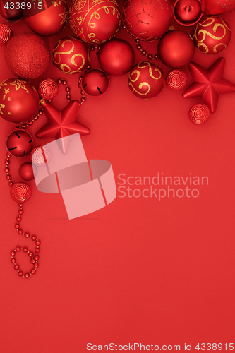 Image of Christmas Red Bauble Background