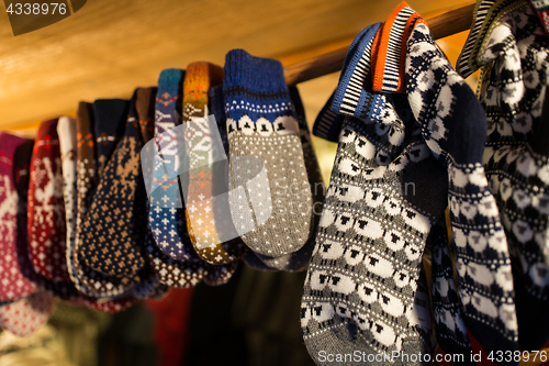 Image of woolen mittens at christmas market