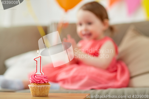 Image of birthday cupcake for child one year anniversary