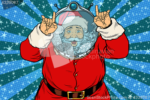 Image of Funny Santa Claus astronaut makes faces