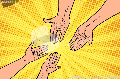 Image of couple man and woman, hands, a gesture of love