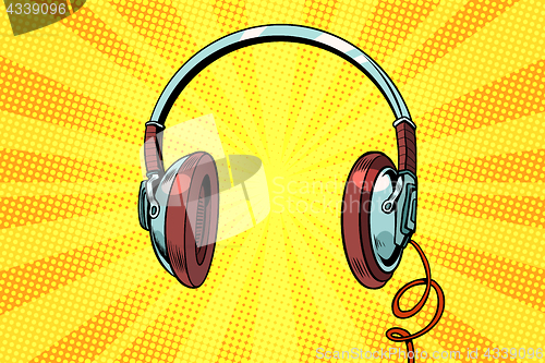 Image of Retro headphones on a yellow background