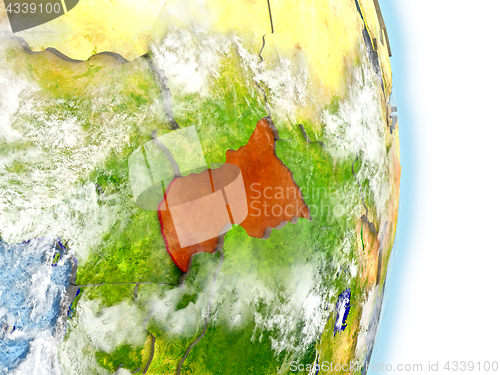 Image of Central Africa in red on Earth