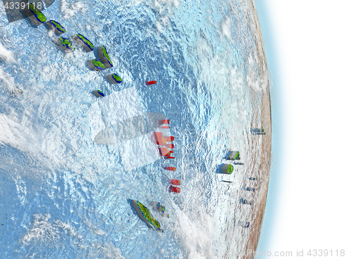Image of Vanuatu in red on Earth
