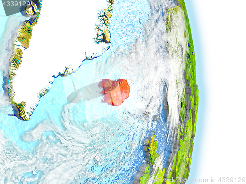 Image of Iceland in red on Earth