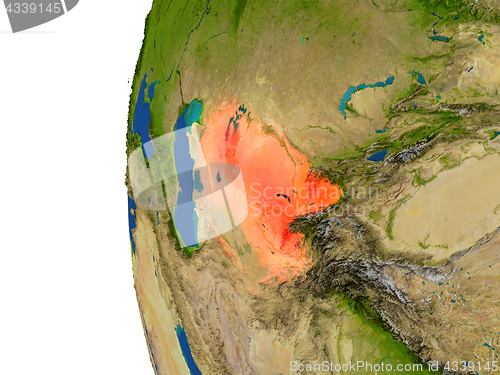 Image of Uzbekistan on globe