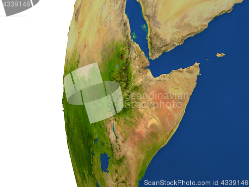 Image of Ethiopia on globe