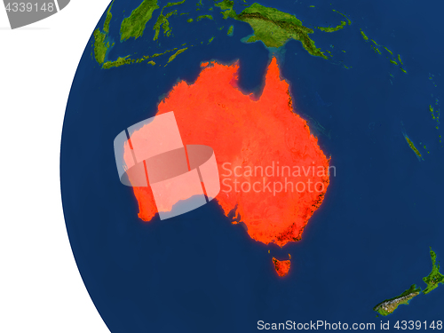 Image of Australia on globe