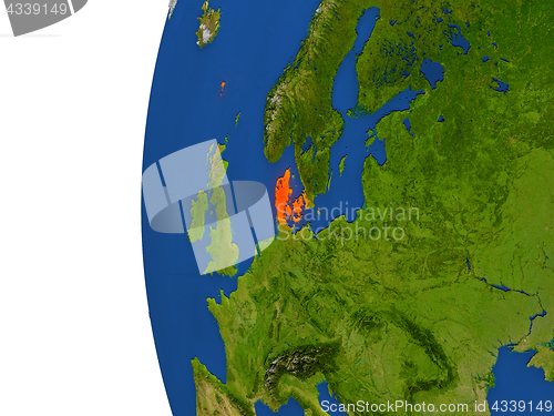 Image of Denmark on globe