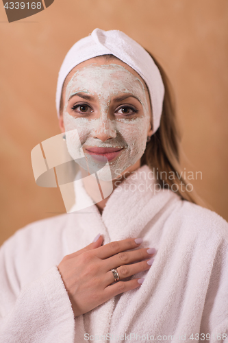 Image of Spa Woman applying Facial Mask