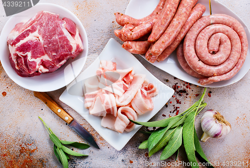 Image of raw meat and sausages