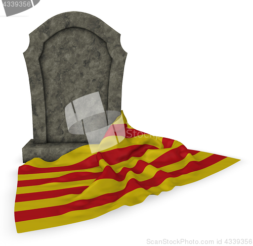 Image of gravestone and flag of catalonia - 3d rendering