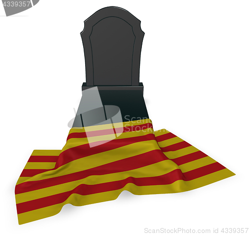 Image of gravestone and flag of catalonia - 3d rendering