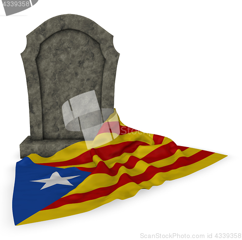 Image of gravestone and flag of catalonia - 3d rendering