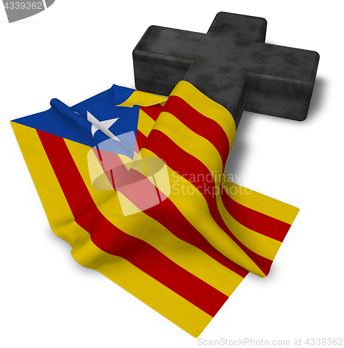 Image of christian cross and flag of catalonia - 3d rendering