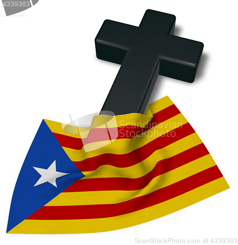 Image of christian cross and flag of catalonia - 3d rendering