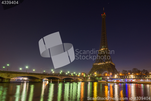 Image of The Eiffel tower at sunrise in Paris 