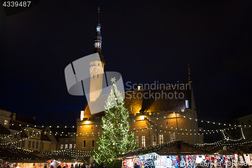 Image of christmas market at tallinn old town hall square