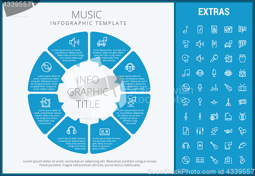 Image of Music infographic template, elements and icons.