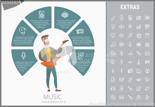 Image of Music infographic template, elements and icons.