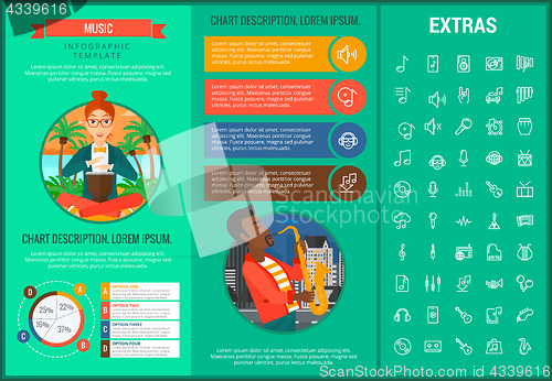 Image of Music infographic template, elements and icons.