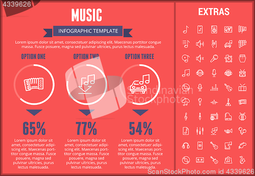 Image of Music infographic template, elements and icons.