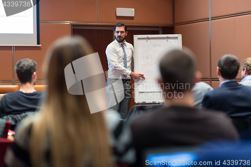 Image of Speaker Giving a Talk at Business Meeting.