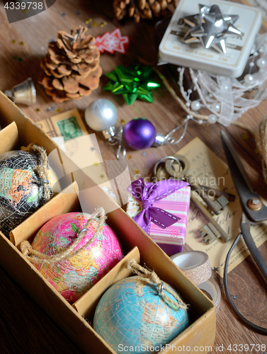 Image of Gifts and vintage christmas ornaments 
