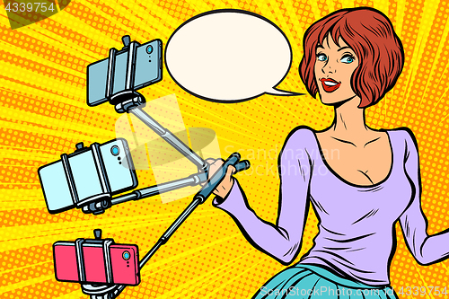 Image of selfie stick woman