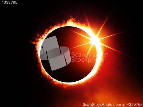 Image of solar eclipse on dark sky