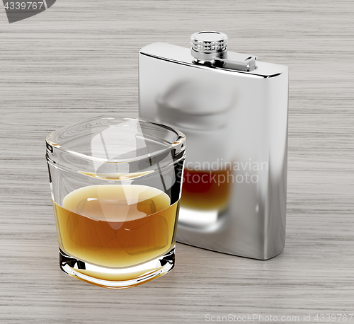 Image of Hip flask and a glass of brandy