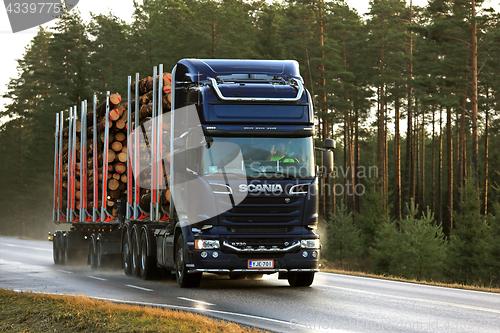 Image of Scania Logging Truck Delivers Timber