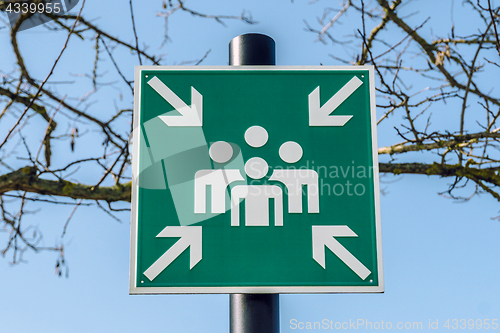 Image of Emergency assembly point green sign