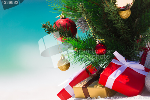 Image of Christmas beach paradise background