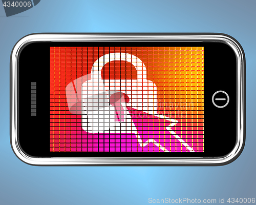 Image of Locked Padlock Mobile Showing Access Protected