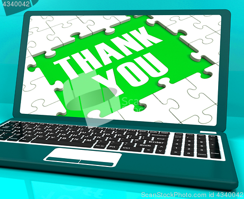 Image of Thank You On Laptop Shows Appreciation