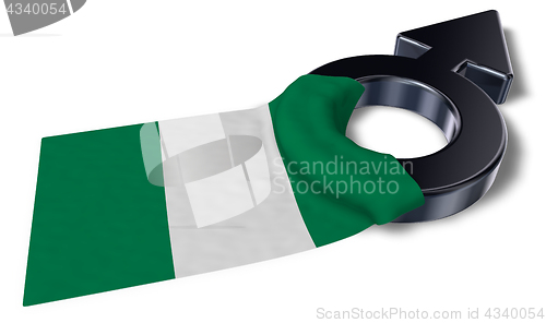 Image of mars symbol and flag of nigeria - 3d rendering