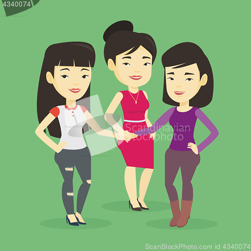 Image of Group of business women joining hands.