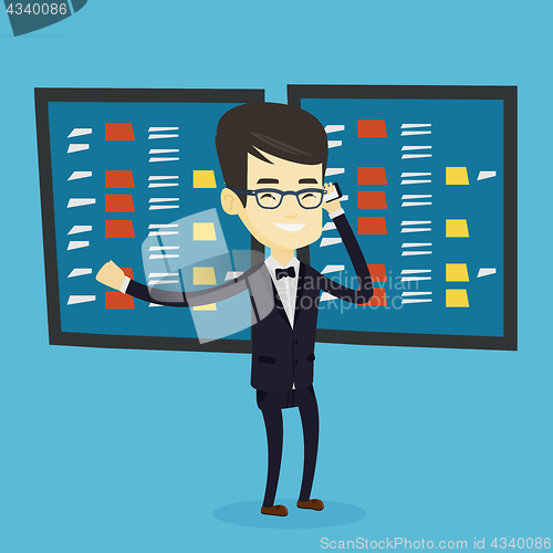 Image of Stockbroker at stock exchange vector illustration.