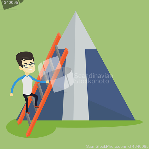 Image of Business man climbing on mountain.