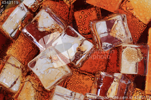 Image of cola drink with ice cubes texture