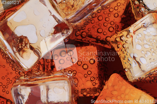 Image of cola drink with ice cubes texture